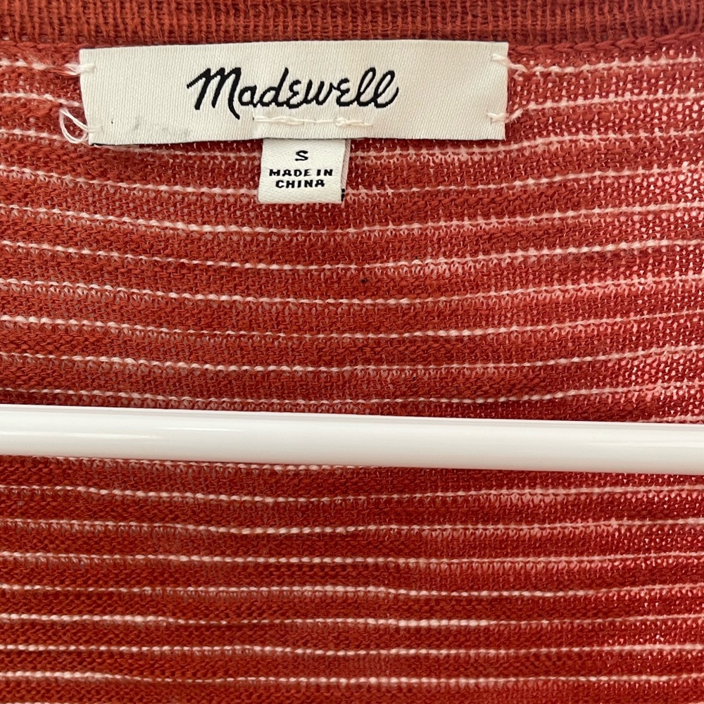 Madewell striped open cardigan sweater small Summer Ryder torch orange brown - Picture 6 of 12